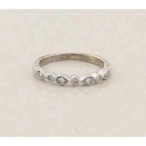 10k White Gold Natural Diamond Band Ring Stackable Size 5